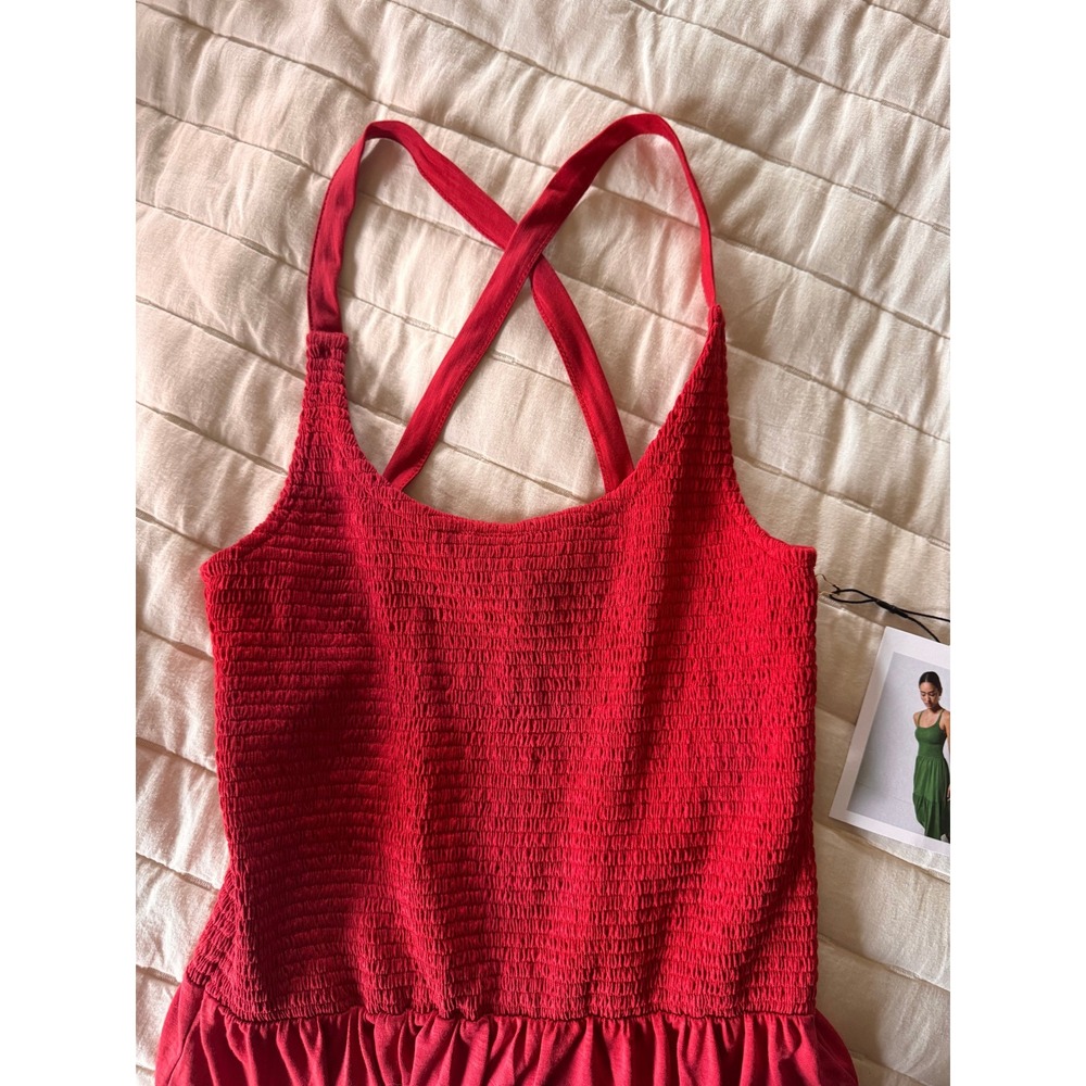 Nation LTD Los Angeles Penelope Smocked Midi Heartbeat Red - Picture 11 of 12